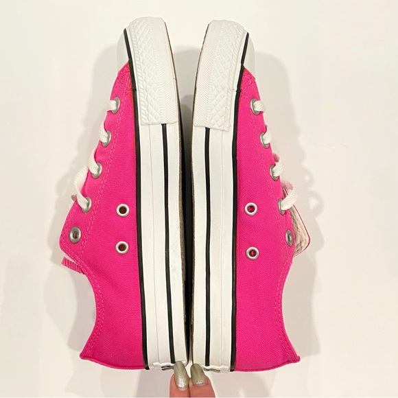 Converse All Star Chuck Taylor low top lace up neon pink canvas sneakers shoes - Picture 4 of 11
